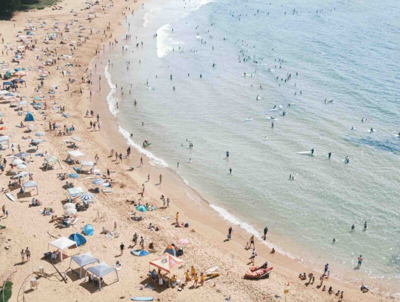 Avoca Beach on a busy summers day, Central Coast NSW